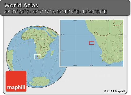 Savanna Style Location Map of the Area around 30° 23' 20" S, 16° 13' 30" E