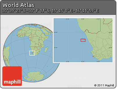 Savanna Style Location Map of the Area around 30° 23' 20" S, 16° 13' 30" E