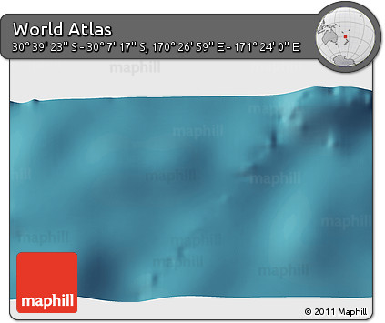 Satellite 3D Map of the Area around 30° 23' 20" S, 170° 55' 30" E