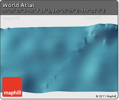 Satellite 3D Map of the Area around 30° 23' 20" S, 170° 55' 30" E