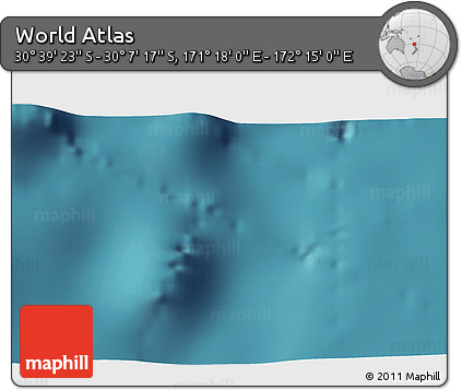 Satellite 3D Map of the Area around 30° 23' 20" S, 171° 46' 30" E