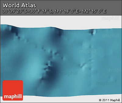 Satellite 3D Map of the Area around 30° 23' 20" S, 171° 46' 30" E