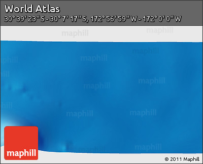 Physical 3D Map of the Area around 30° 23' 20" S, 172° 28' 29" W