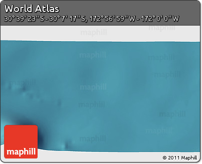 Satellite 3D Map of the Area around 30° 23' 20" S, 172° 28' 29" W