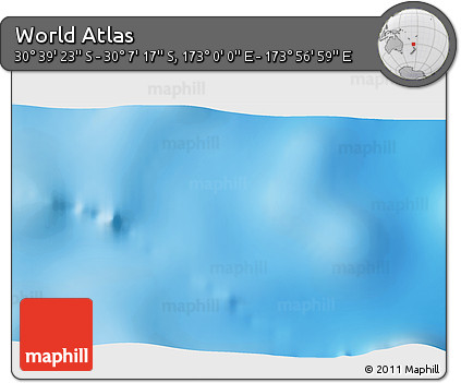 Physical 3D Map of the Area around 30° 23' 20" S, 173° 28' 29" E