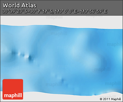 Physical 3D Map of the Area around 30° 23' 20" S, 173° 28' 29" E