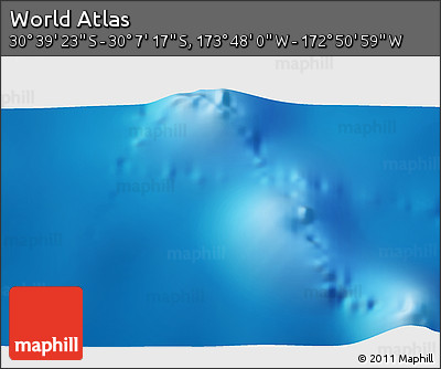 Physical 3D Map of the Area around 30° 23' 20" S, 173° 19' 29" W