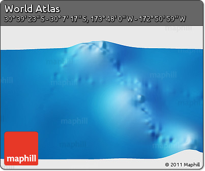 Physical 3D Map of the Area around 30° 23' 20" S, 173° 19' 29" W