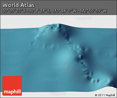 Satellite 3D Map of the Area around 30° 23' 20" S, 173° 19' 29" W