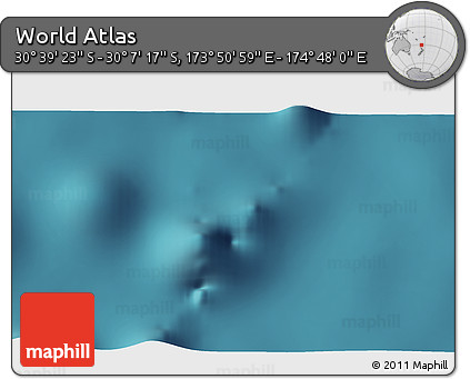 Satellite 3D Map of the Area around 30° 23' 20" S, 174° 19' 29" E