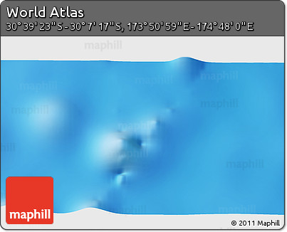 Shaded Relief 3D Map of the Area around 30° 23' 20" S, 174° 19' 29" E