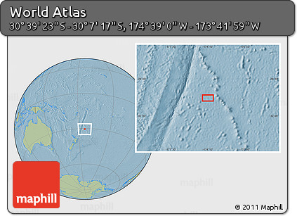 Savanna Style Location Map of the Area around 30° 23' 20" S, 174° 10' 30" W, hill shading