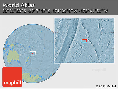 Savanna Style Location Map of the Area around 30° 23' 20" S, 174° 10' 30" W, hill shading