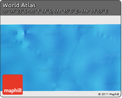 Shaded Relief 3D Map of the Area around 30° 23' 20" S, 177° 43' 29" E
