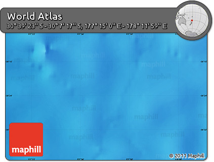 Physical Map of the Area around 30° 23' 20" S, 177° 43' 29" E