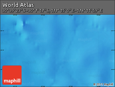 Physical Map of the Area around 30° 23' 20" S, 177° 43' 29" E