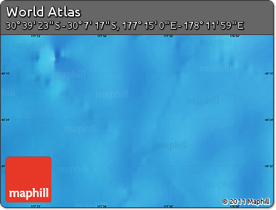 Physical Map of the Area around 30° 23' 20" S, 177° 43' 29" E