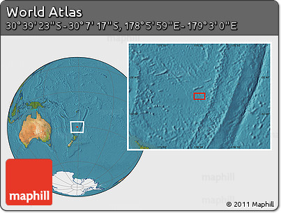 Satellite Location Map of the Area around 30° 23' 20" S, 178° 34' 29" E