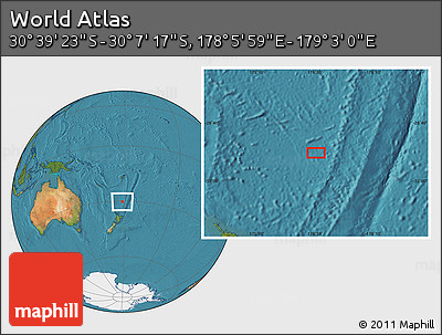Satellite Location Map of the Area around 30° 23' 20" S, 178° 34' 29" E
