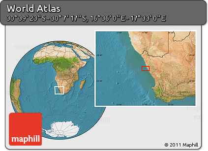 Satellite Location Map of the Area around 30° 23' 20" S, 17° 4' 30" E