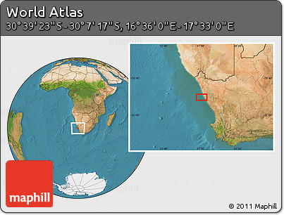 Satellite Location Map of the Area around 30° 23' 20" S, 17° 4' 30" E