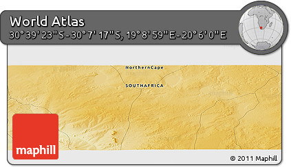 Physical Panoramic Map of the Area around 30° 23' 20" S, 19° 37' 30" E