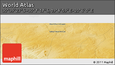 Physical Panoramic Map of the Area around 30° 23' 20" S, 19° 37' 30" E