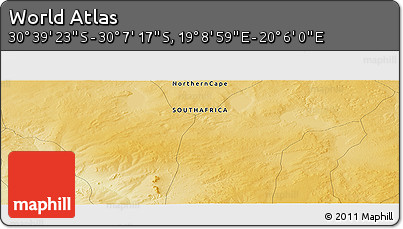 Physical Panoramic Map of the Area around 30° 23' 20" S, 19° 37' 30" E