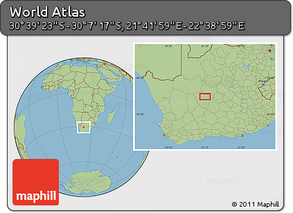 Savanna Style Location Map of the Area around 30° 23' 20" S, 22° 10' 29" E