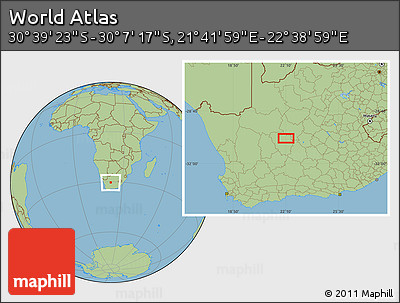 Savanna Style Location Map of the Area around 30° 23' 20" S, 22° 10' 29" E