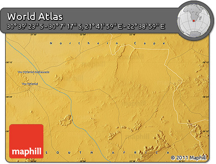Physical Map of the Area around 30° 23' 20" S, 22° 10' 29" E