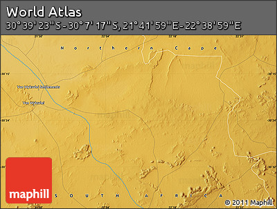 Physical Map of the Area around 30° 23' 20" S, 22° 10' 29" E