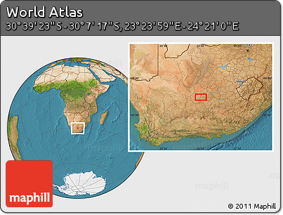 Satellite Location Map of the Area around 30° 23' 20" S, 23° 52' 30" E