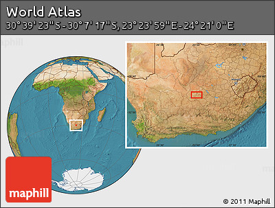 Satellite Location Map of the Area around 30° 23' 20" S, 23° 52' 30" E