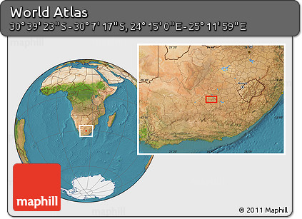 Satellite Location Map of the Area around 30° 23' 20" S, 24° 43' 30" E