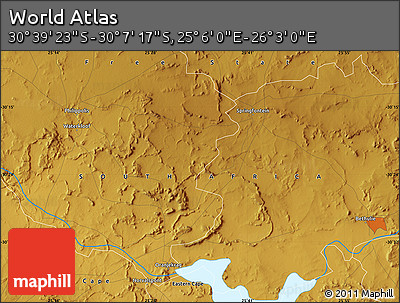 Physical Map of the Area around 30° 23' 20" S, 25° 34' 30" E