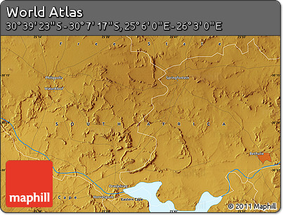 Physical Map of the Area around 30° 23' 20" S, 25° 34' 30" E