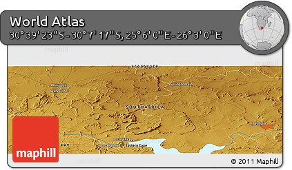 Physical Panoramic Map of the Area around 30° 23' 20" S, 25° 34' 30" E