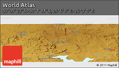 Physical Panoramic Map of the Area around 30° 23' 20" S, 25° 34' 30" E