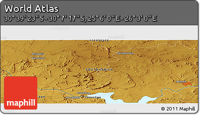Physical Panoramic Map of the Area around 30° 23' 20" S, 25° 34' 30" E