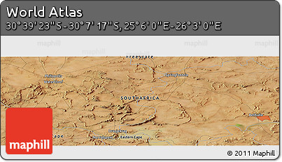 Satellite Panoramic Map of the Area around 30° 23' 20" S, 25° 34' 30" E