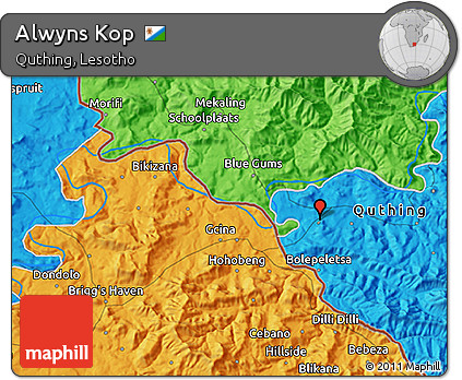 Political 3D Map of Alwyns Kop