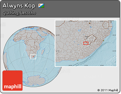Gray Location Map of Alwyns Kop, hill shading