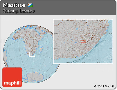 Gray Location Map of Masitise, hill shading