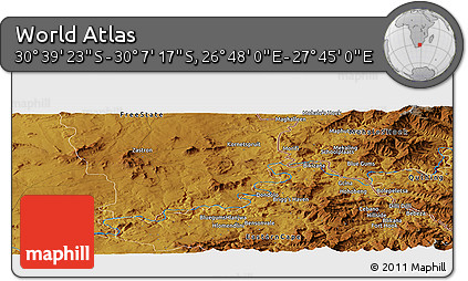 Physical Panoramic Map of the Area around 30° 23' 20" S, 27° 16' 29" E
