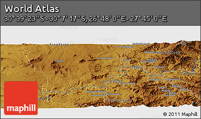 Physical Panoramic Map of the Area around 30° 23' 20" S, 27° 16' 29" E