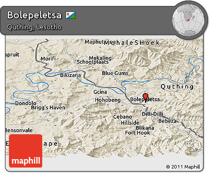 Shaded Relief Panoramic Map of Bolepeletsa