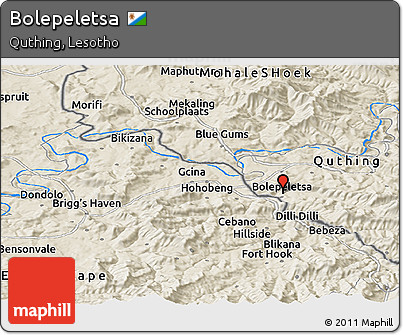Shaded Relief Panoramic Map of Bolepeletsa