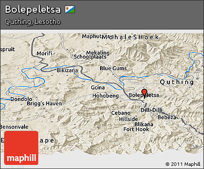 Shaded Relief Panoramic Map of Bolepeletsa