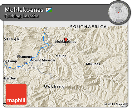 Shaded Relief 3D Map of Mohlakoanas